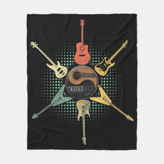 Guitar Shirt. Retro Style, Gift For Guitarist Fleece Blanket