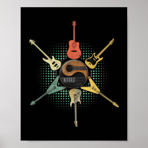 Guitar Shirt. Retro Style, Gift For Guitarist Poster