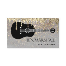 guitar silhouette on faux gold glitter