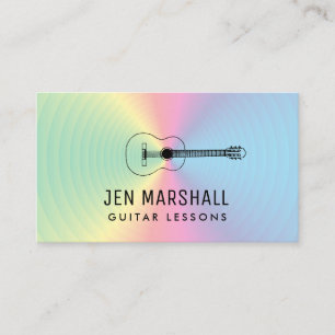 guitar silhouette on prismatic colours business card