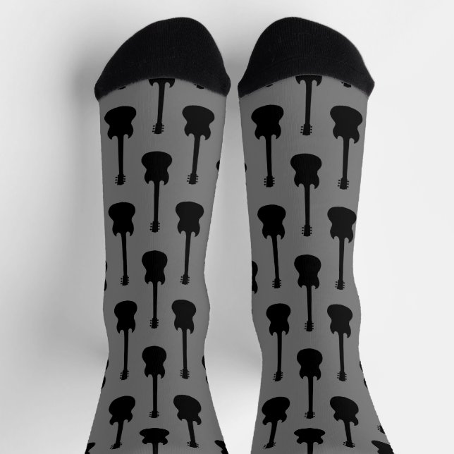 Guitar Silhouette Pattern Socks (Top)