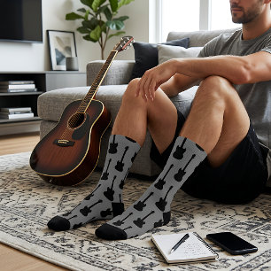 Guitar Silhouette Pattern Socks