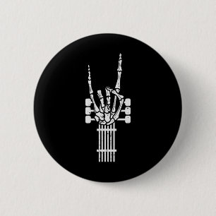 Guitar Skeleton Rock N Roll Rocker Sign Punk Hallo 6 Cm Round Badge