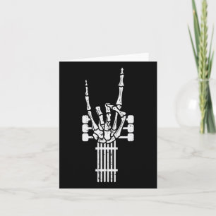 Guitar Skeleton Rock N Roll Rocker Sign Punk Hallo Card