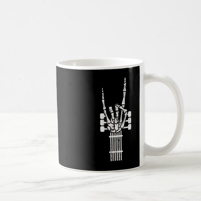 Guitar Skeleton Rock n Roll Rocker Sign Punk Hallo Coffee Mug (Right)