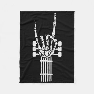 Guitar Skeleton Rock N Roll Rocker Sign Punk Hallo Fleece Blanket