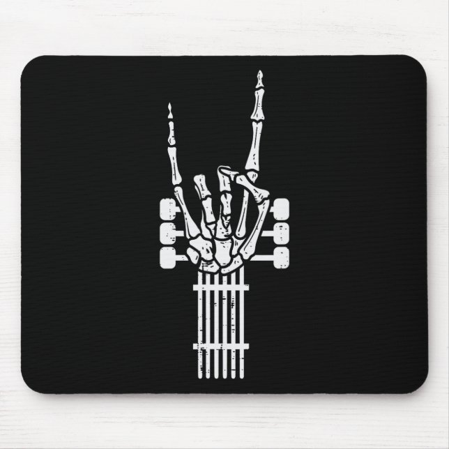 Guitar Skeleton Rock N Roll Rocker Sign Punk Hallo Mouse Mat (Front)