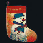 Guitar Snowman Personalised Small Christmas Stocking<br><div class="desc">Guitar Snowman Personalised Small Christmas Stocking created from a painting my son did with his grandmother on Christmas Day! Mix and match your favourite Up On the Mountain Holiday Designs on your favourite products!</div>