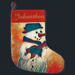 Guitar Snowman Personalised Small Christmas Stocking<br><div class="desc">Guitar Snowman Personalised Small Christmas Stocking created from a painting my son did with his grandmother on Christmas Day! Mix and match your favourite Up On the Mountain Holiday Designs on your favourite products!</div>
