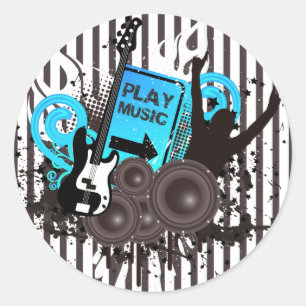 Guitar & Speakers Time To Party Classic Round Sticker