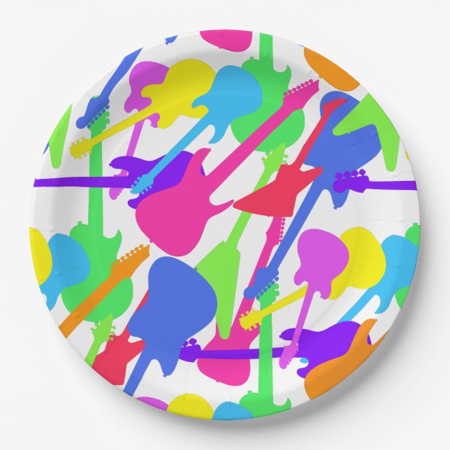 Guitar Splash Pattern Paper Plate (Front)