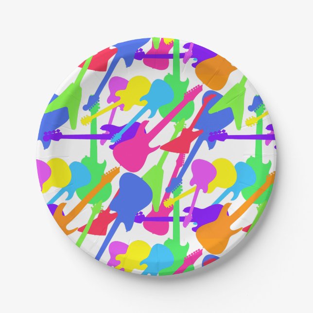Guitar Splash Pattern Paper Plate (Front)
