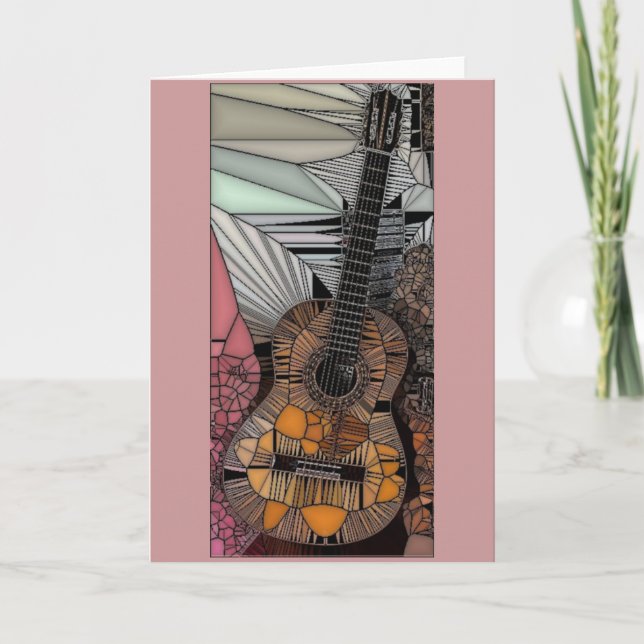 Guitar Stained Glass Greeting Card (Front)