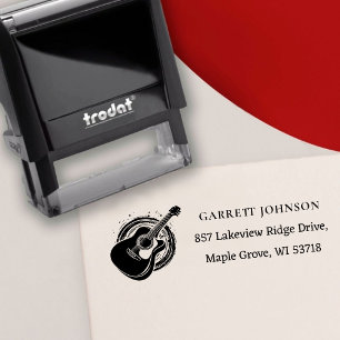 [Guitar Stamp] Custom Acoustic Guitar Address Self-inking Stamp