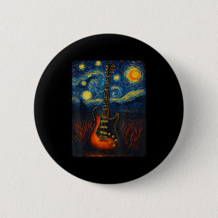 Guitar Starry Night Van Gogh Guitarist Rock And Ro 6 Cm Round Badge