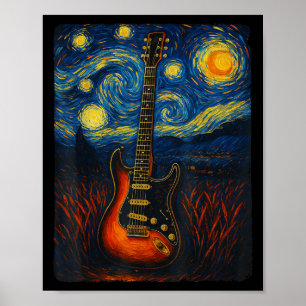 Guitar Starry Night Van Gogh Guitarist Rock And Ro Poster