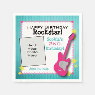 Guitar & Stars Girl's Rockstar Birthday Napkin