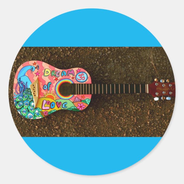 Guitar stickers. classic round sticker (Front)