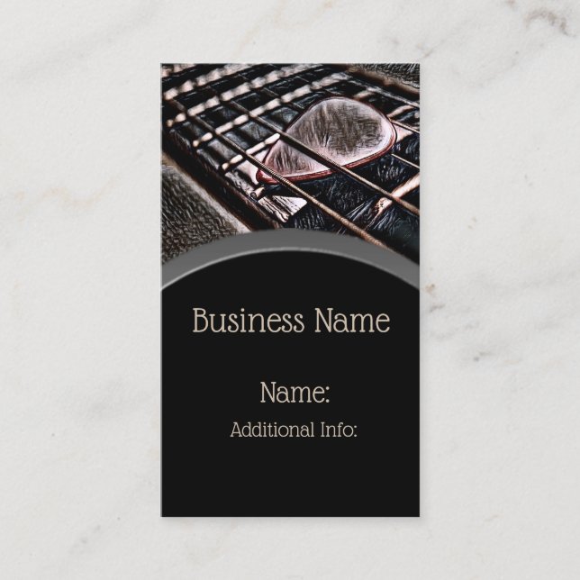 Guitar Strings In Leather Business Card 6 (Front)