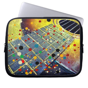 Guitar strings music colourful vintage laptop sleeve