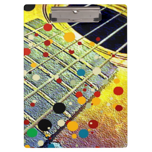 Guitar strings music mustard colourful vintage  clipboard (Front)