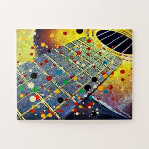 Guitar strings music mustard colourful vintage jigsaw puzzle