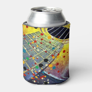 Guitar Strings Musical Watercolor Can Cooler