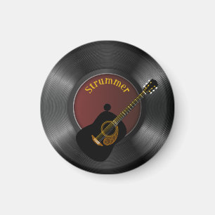 Guitar Strummer Editable Text Magnet