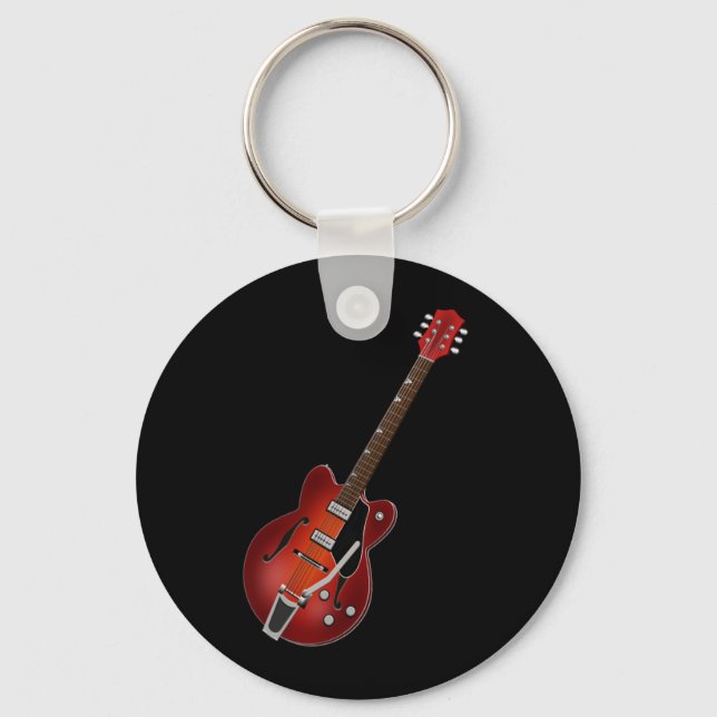 Guitar Sunburst Hollow Body Key Ring (Front)