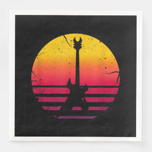 Guitar Sunset Electric Rock Music Lover Instrument Napkin