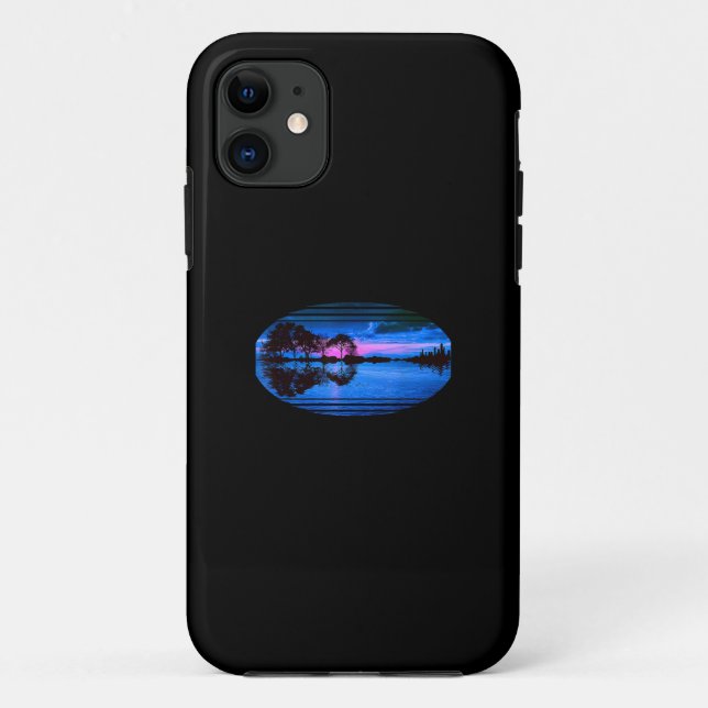 Guitar Sunset Sky Trees City Lake Reflection Case-Mate iPhone Case (Back)