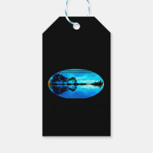 Guitar Sunset Sky Trees City Lake Reflection Gift Tags