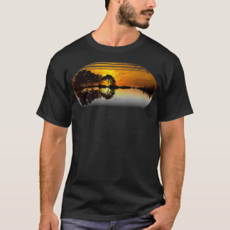 Guitar Sunset Sky Trees City Lake Reflection Speci T-Shirt