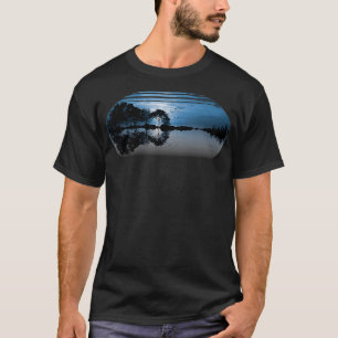 Guitar Sunset Sky Trees City Lake Reflection Speci T-Shirt