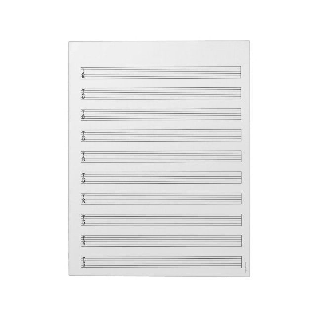 Guitar Tablature Notepad: Blank Guitar Music Staff Notepad (Rotated)