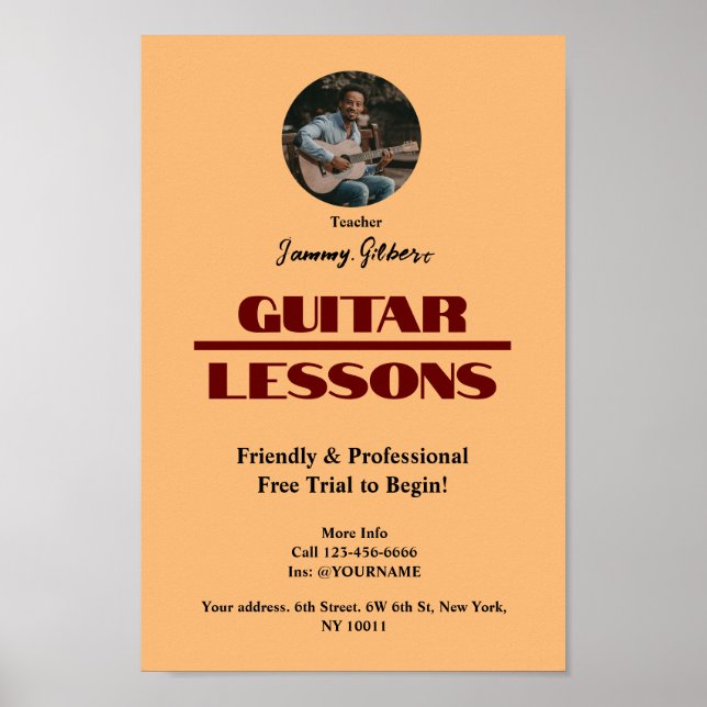 Guitar Teacher Advertising Poster  (Front)
