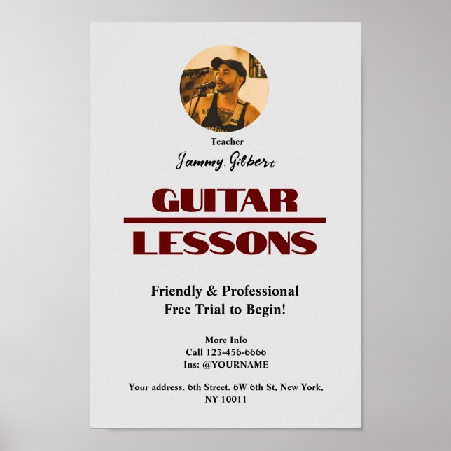 Guitar Teacher Advertising Poster  (Front)