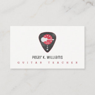 guitar teacher business card with guitar-pick