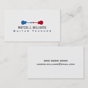 guitar teacher cool music white business card