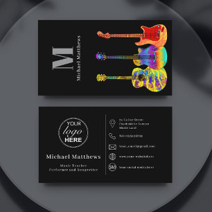 Guitar Teacher Custom Logo Social Media Icon Business Card