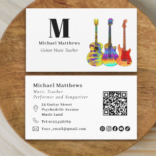 Guitar Teacher Music Business QR code Business Card