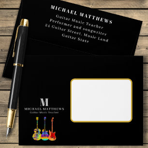 Guitar Teacher Music Business Return Address Envelope