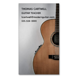 Guitar Teacher Music Lessons Modern Photo Magnetic Business Card