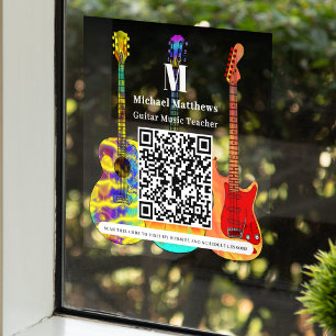 Guitar Teacher Music Lessons QR code Window Cling