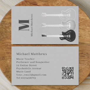 Guitar Teacher Music Professional Musician QR Code Business Card