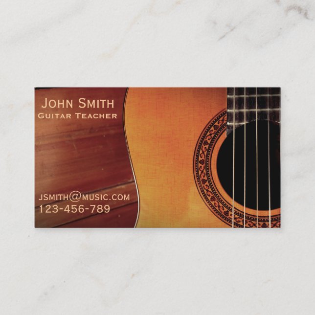 Guitar Teacher music tutor freelance Business Card (Front)
