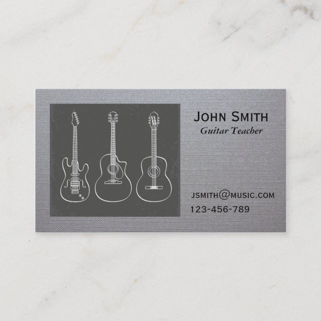 Guitar Teacher Music tutor freelance Business Card (Front)