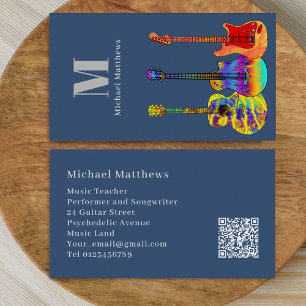 Guitar Teacher Musician Custom QR Code Business Card