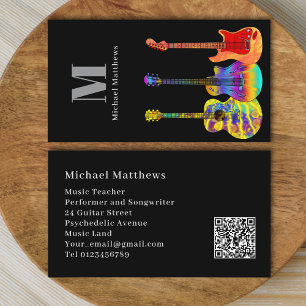 Guitar Teacher Musician Custom QR Code Business Card