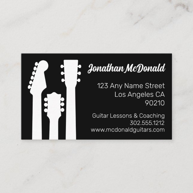 Guitar Teacher Musician Guitarist Rock Band Music Business Card (Front)